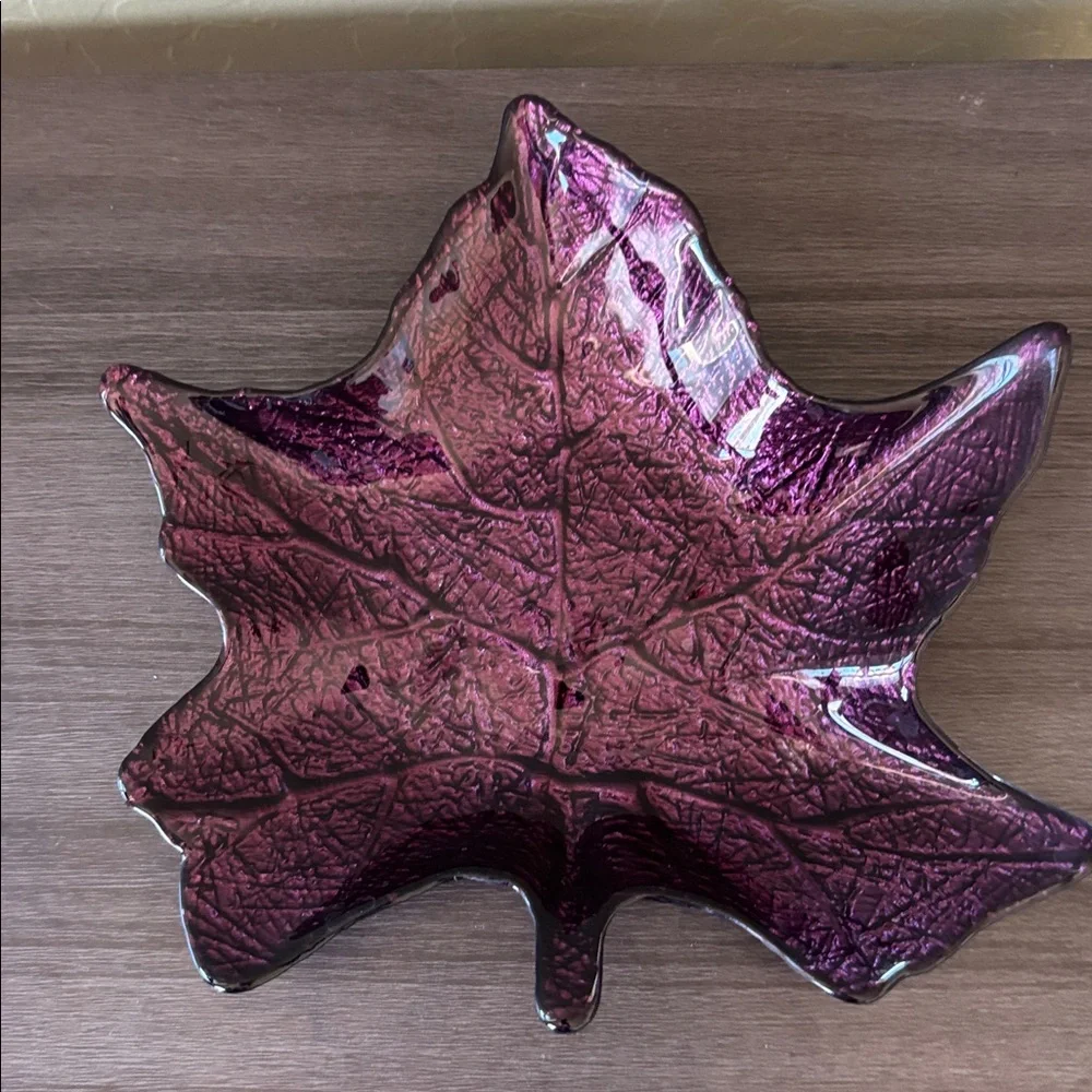 Foiled‎ Glass Autumn Fall Leaf Trays Decor (Set of 3)